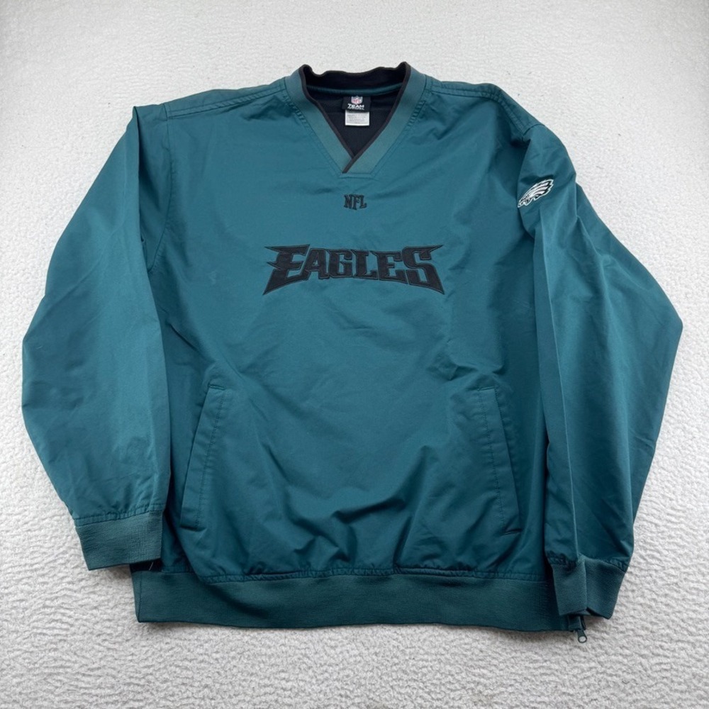NFL Philadelphia Eagles Windbreaker Mens M Midnight Green V-Neck Mesh Side Zip
